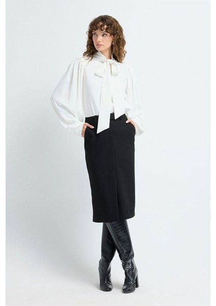 Yırtmaçlı Etek Siyah 12744406001 fırsatları