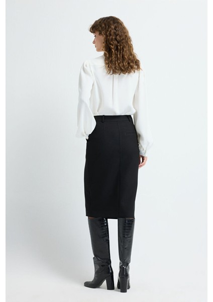 Yırtmaçlı Etek Siyah 12744406001