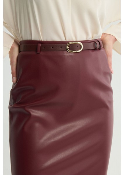 Kemerli Deri Etek Bordo 127L9688000 fiyatları