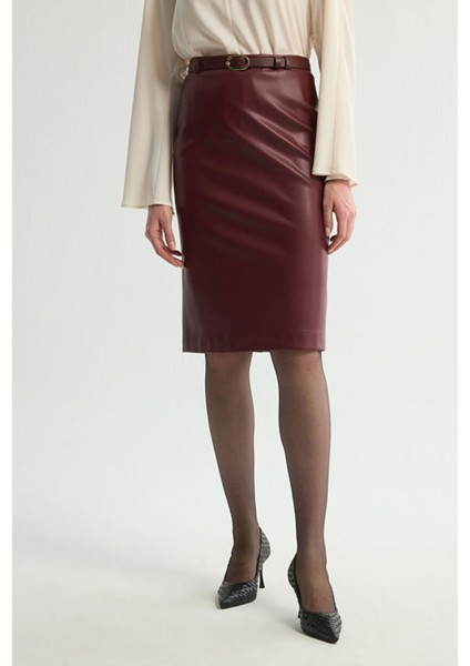 Kemerli Deri Etek Bordo 127L9688000 modelleri