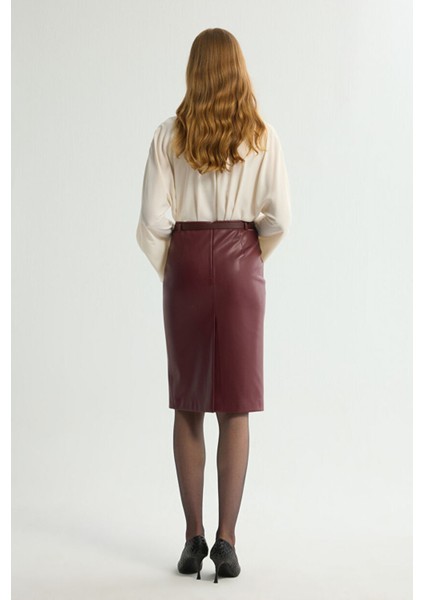 Kemerli Deri Etek Bordo 127L9688000 indirimleri