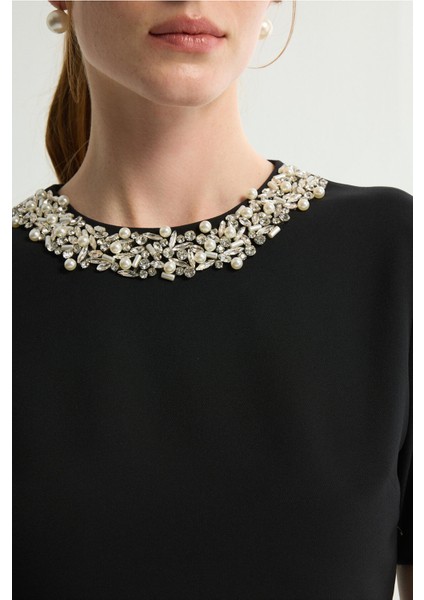 Inci Detaylı Gabardin Elbise Siyah 124L9734000 fiyatları