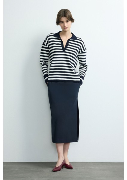 Çizgili Polo Yaka Triko Kazak C.lacivert 139M2269000 modelleri