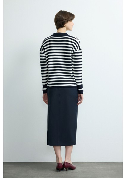 Çizgili Polo Yaka Triko Kazak C.lacivert 139M2269000 indirimleri