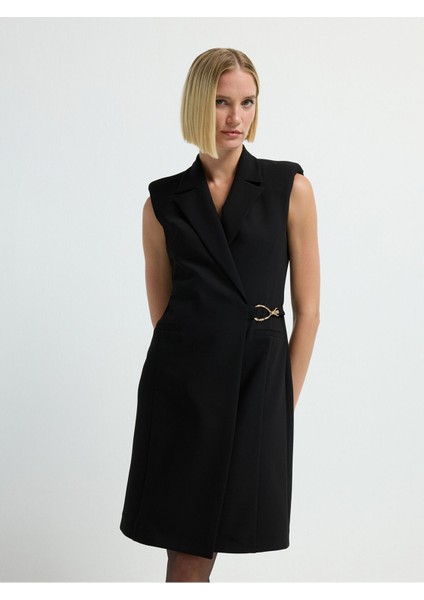 V Yaka Ceket Elbise Siyah 12441691003 fırsatları