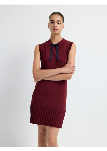 Fiyonk Detaylı Triko Elbise Bordo 12445599000 fiyatları