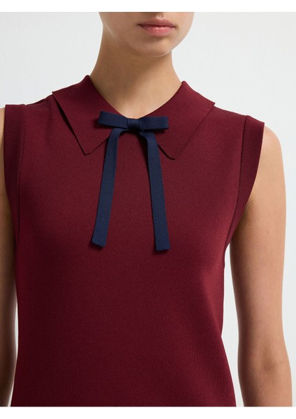 Fiyonk Detaylı Triko Elbise Bordo 12445599000 modelleri