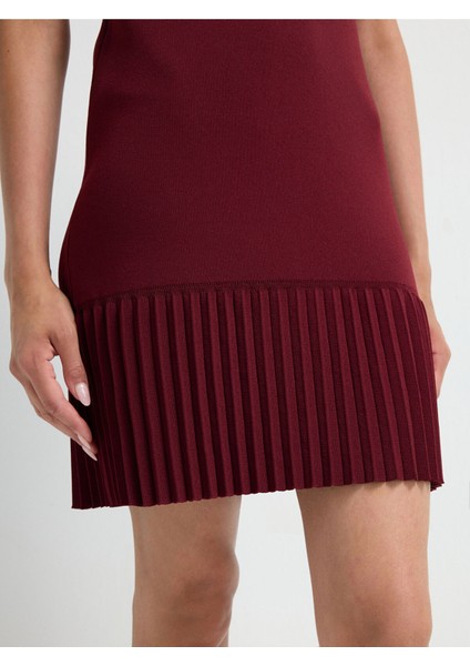 Fiyonk Detaylı Triko Elbise Bordo 12445599000 indirimleri