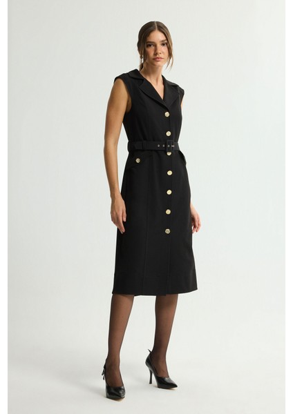 Cepli Kolsuz Gabardin Elbise Siyah 124L9700000 modelleri