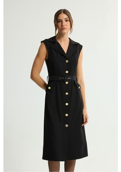 Cepli Kolsuz Gabardin Elbise Siyah 124L9700000 fırsatları