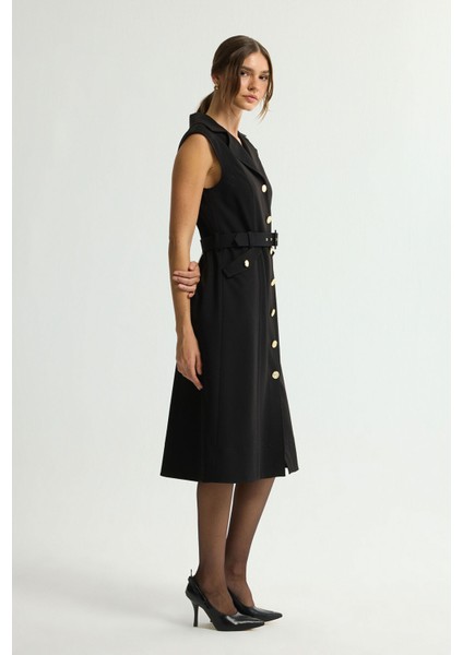 Cepli Kolsuz Gabardin Elbise Siyah 124L9700000 indirimleri