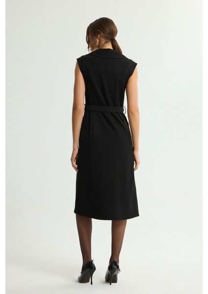 Cepli Kolsuz Gabardin Elbise Siyah 124L9700000