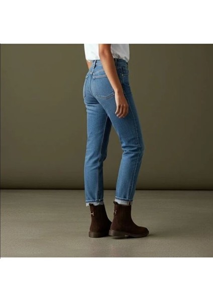 Kahve Süet Hakiki Deri Iki Yandan Lastikli Gold Aksesuarlı Kadın Chelsea Bot indirimleri