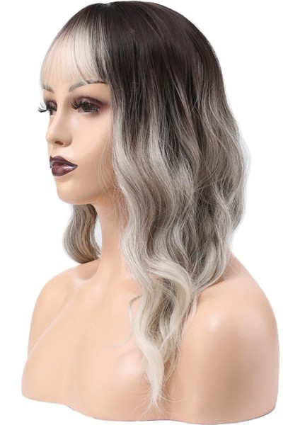 Dalgalı Kısa Perçemli Fiber Sentetik Peruk - Ombre ve Röfleli fırsatları