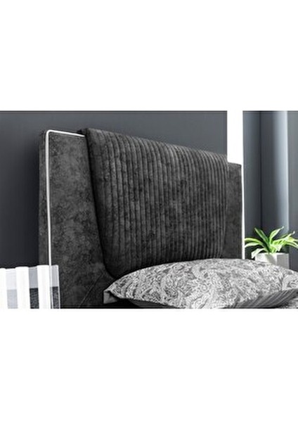 Daffy Dark Genç Odası Takımı Yonga Levha Malzemeden 4 Parça Metal Ayaklı Gri