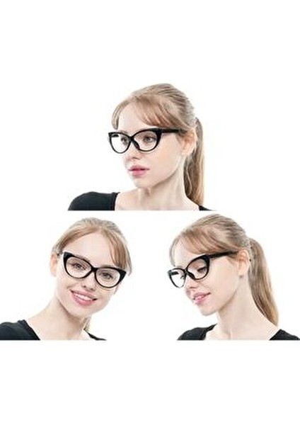 Kadın Güneş Gözlüğü Polarize Lensli Şeffaf Cam ve Siyah Çerçeve ile 145 mm