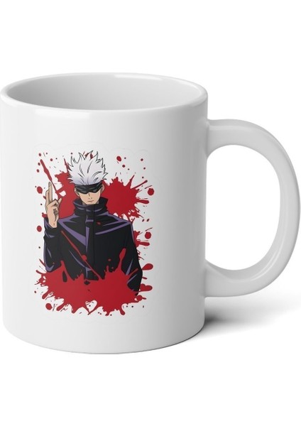 Satoru Gojo Jujutsu Kaisen Anime Temalı Beyaz Kupa Premium Bardak Porselen