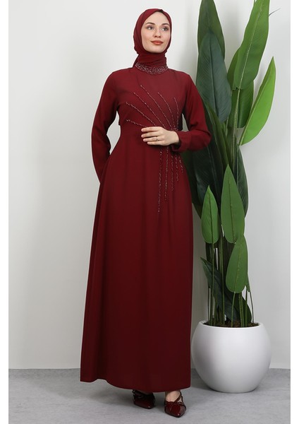 Gaye Taşlı Elbise Bordo fiyatları