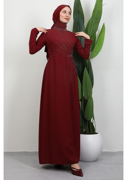 Gaye Taşlı Elbise Bordo fırsatları