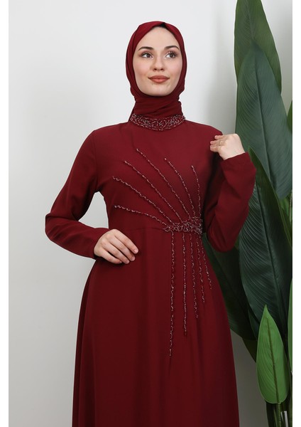 Gaye Taşlı Elbise Bordo indirimleri