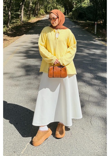 Yaka Bağlama Detaylı Kazak Sarı