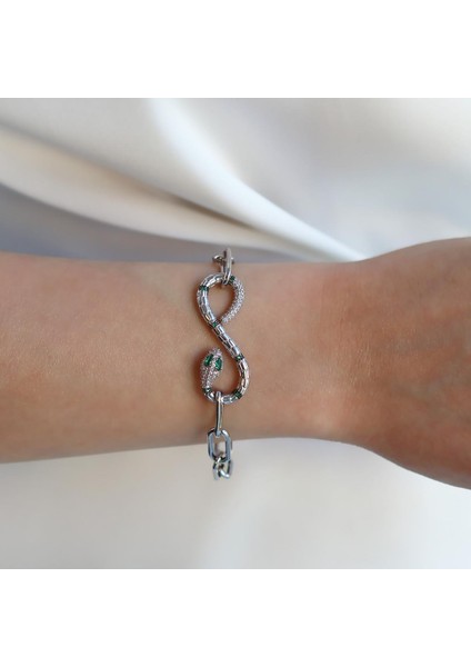 Yılan Sonsuzluk Modeli Zirkon Taşlı Bileklik modelleri