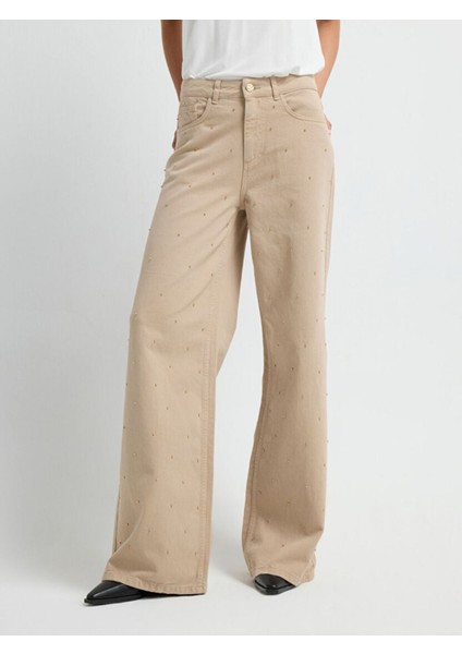 Taş Detaylı Denim Pantolon Bej 15345840000 fiyatları