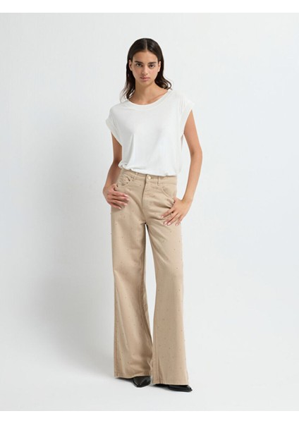 Taş Detaylı Denim Pantolon Bej 15345840000 modelleri