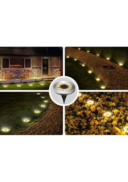 4 Adet 8 Led’li Gömme Solar Güneş Enerjili Zemin Yol Bahçe Aydınlatma Spot Lambası Su Geçirmez modelleri