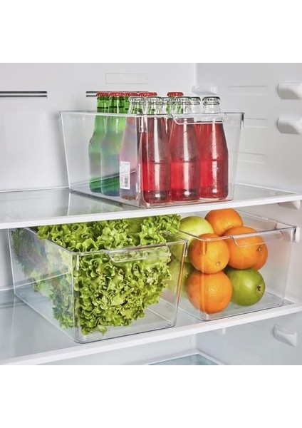 1 Adet Kırılmaz Ultra Dayanıklı Buzdolabı Düzenleyici Organizer Kutu Şeffaf - Dev Boy Kiler Organizeri (20CM*32,5CM*14CM)