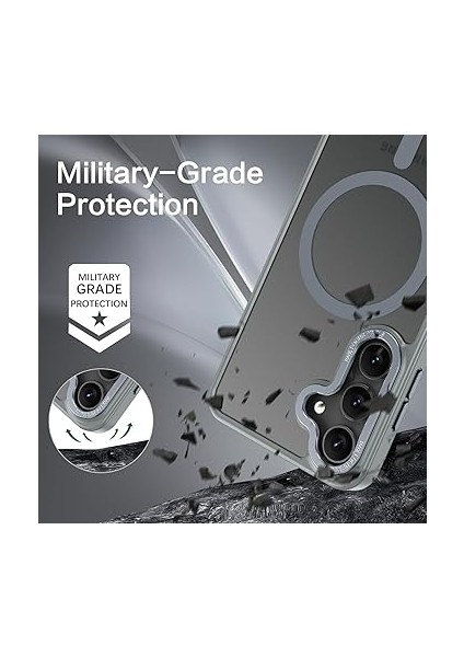 Samsung Galaxy S24 Fe Uyumlu Kamera Korumalı Magsafe Wireless Şarj Özellikli Arkası Mat Metal Tuş Takımlı Ultra Güçlü Korumalı Silikon Kılıf (Gri, Samsung Galaxy S24 Fe) modelleri