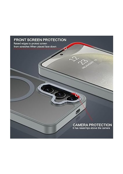 Samsung Galaxy S24 Fe Uyumlu Kamera Korumalı Magsafe Wireless Şarj Özellikli Arkası Mat Metal Tuş Takımlı Ultra Güçlü Korumalı Silikon Kılıf (Gri, Samsung Galaxy S24 Fe) indirimleri