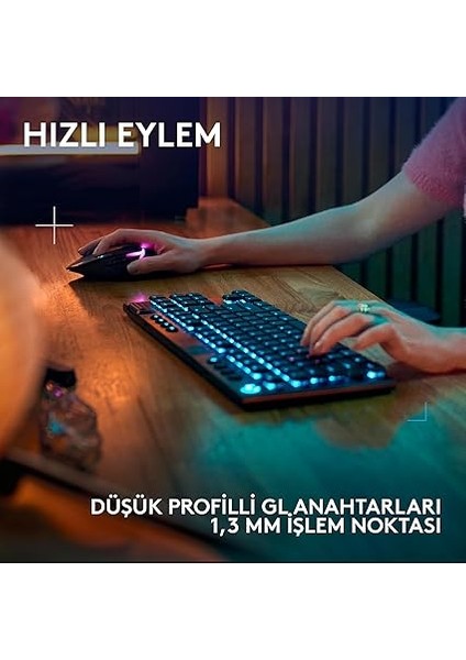 G G915 x Lıghtspeed Tkl Clicky Kablosuz Düşük Profilli Rgb Aydınlatmalı Pc/mac Için Mekanik Ingilizce Q Oyun Klavyesi, Siyah modelleri