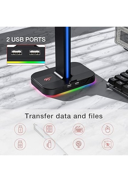 Kulaklık Standı Rgb Dual Balance 2 USB Bağlantısı, Masaüstü Kulaklık Standı, Dayanıklı Oyun Kulaklığı Tutucu, Pc Oyuncu Kulaklık Aksesuarı Için, Siyah (TH650) fiyatları