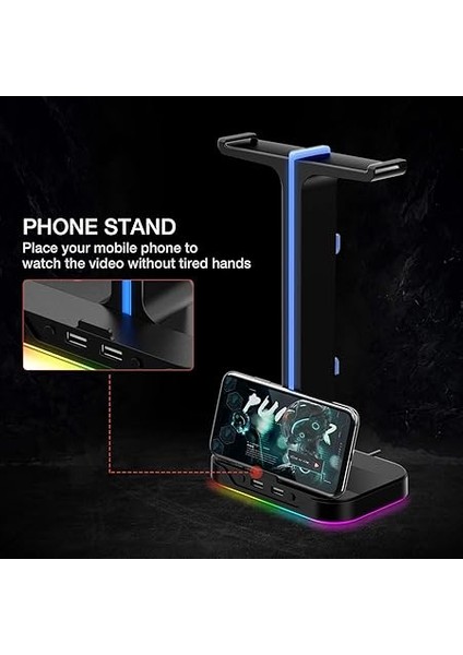 Kulaklık Standı Rgb Dual Balance 2 USB Bağlantısı, Masaüstü Kulaklık Standı, Dayanıklı Oyun Kulaklığı Tutucu, Pc Oyuncu Kulaklık Aksesuarı Için, Siyah (TH650) indirimleri