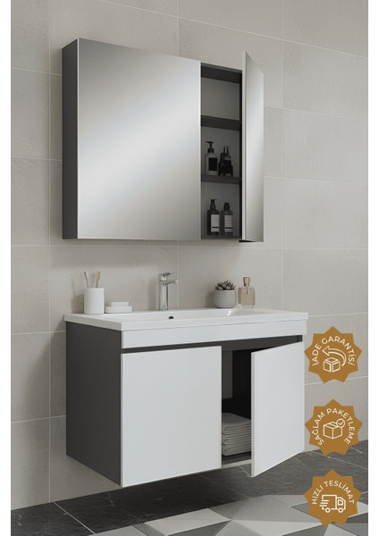 Tokyo 80 cm Mdf Banyo Dolabı Seti