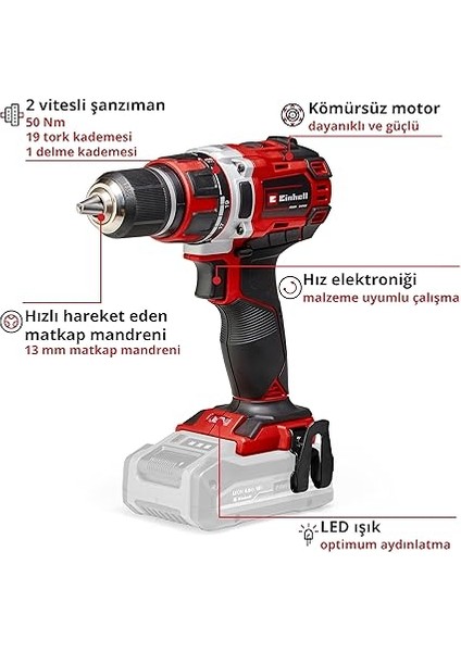 Professional Akülü Vidalama Tp-Cd 18/50 Li Bl Solo Power X-Change (18 V, Kömürsüz, 50 Nm, 13 mm Mandren, 2 Vites, 20 Tork Ayarı, Akü Dahil Değildir) - 4513887 modelleri