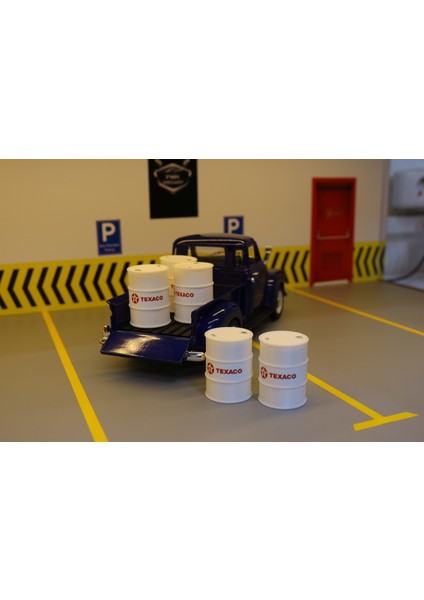 1:24 Ölçek Beyaz Yağ Varili 5’li Set – Diorama Model Araba Aksesuarı – Garaj ve Servis Dekoru