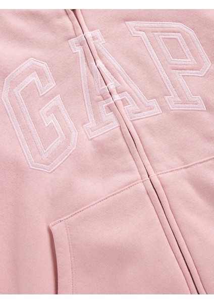 Kız Çocuk Pembe Gap Logo Fermuarlı Sweatshirt