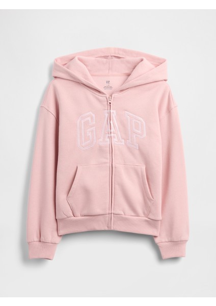 Kız Çocuk Pembe Gap Logo Fermuarlı Sweatshirt