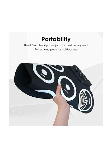 Bateri Seti, Roll Up Davul Pedi, 9 Alıştırma Pedi 3,5 mm Jack Silikon 7 Ton 10 Ritim Elektrikli Davul, Çocuklar Için 10 Demo Şarkı fiyatları