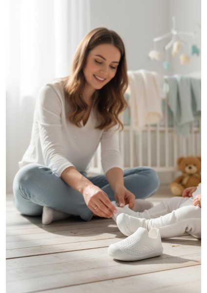 Fitifitibebe Bebek Ilk Adım Örgü Ayakkabı Nefes Alabilir Kaymaz Tabanlı Ortopedik Yumuşak Renkli Patik Çocuk Kreş
