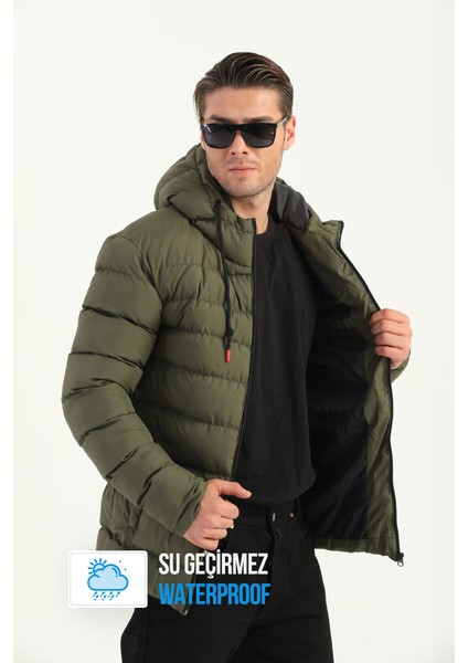 İçi Astarlı Su ve Rüzgar Geçirmez Cepli Kapüşonlu Erkek Mont fiyatları