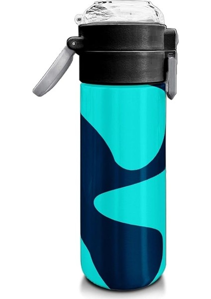 High Erkek Çocuk Için 500 Ml'lik Paslanmaz Çelik Termos/suluk - Lacivert Turkuaz Desenli modelleri