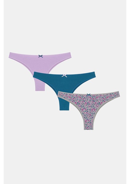Summer Flowers Pamuklu 3lü Çok Renkli Brazilian Külot
