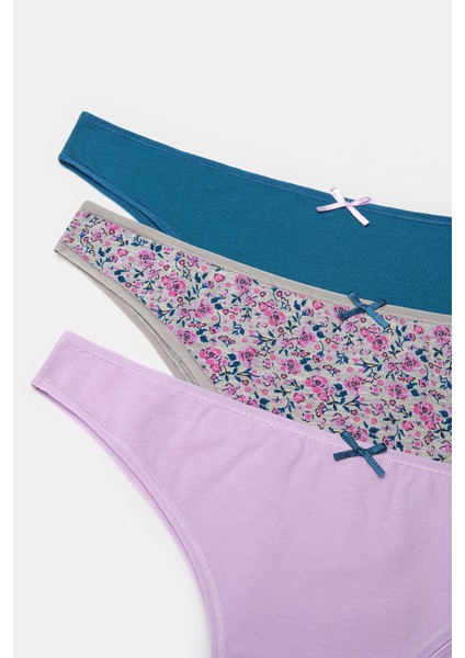 Summer Flowers Pamuklu 3lü Çok Renkli Brazilian Külot