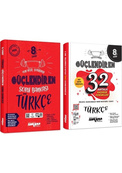 8.sınıf Türkçe Güçlendiren Soru Bankası ve 32 Haftalık Deneme Seti 2 Kitap