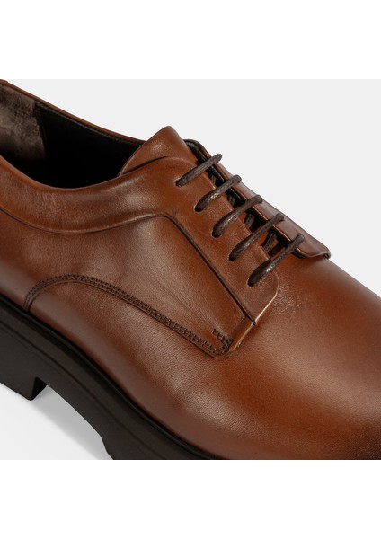 Erkek Taba Bağcıklı Deri Klasik Ayakkabı fırsatları