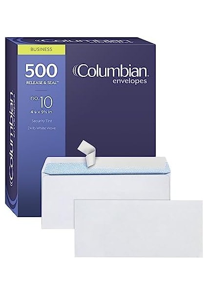#10 Zarfları, 500/KUTU, Penceresiz, 4-1/8 x 9-1/2 Inç, Serbest Bırakma ve Mühür Kendinden Mühür, Beyaz (COLO151) modelleri