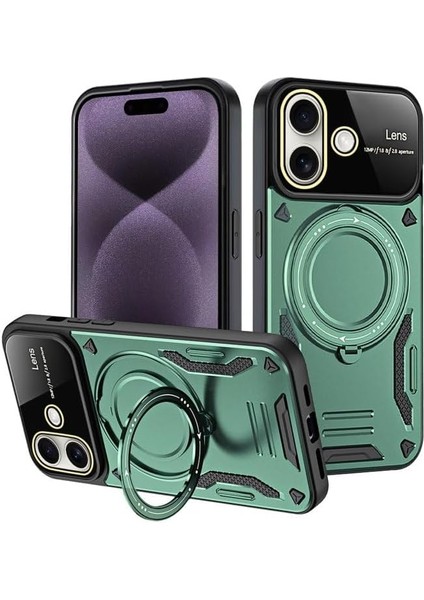 Aksesuar 16 ile Uyumlu Joy Lens Kamera Korumalı Kılıf (Yeşil)